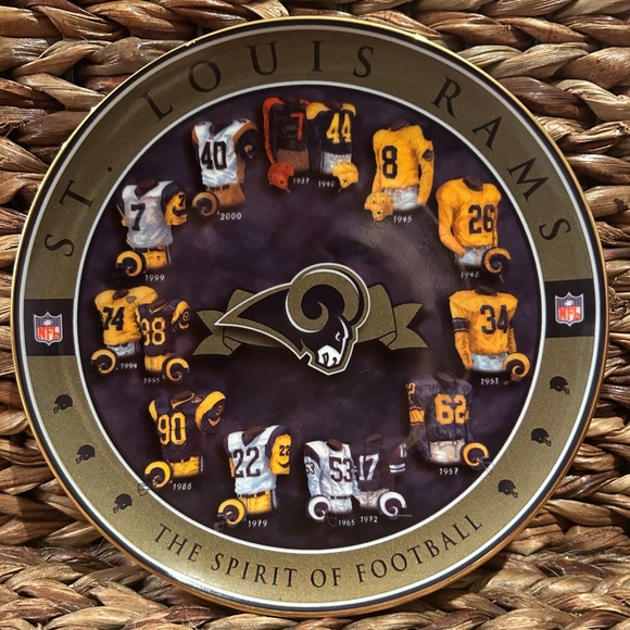 NFL St. Louis Rams THE SPIRIT OF FOOTBALL Decorative Plate Generation Of Jerseys - Picture 1 of 4